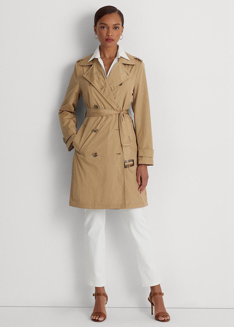 Abrigo Lauren Mujer Belted Double-Breasted Trench Chile Kaki OXSGT-7190